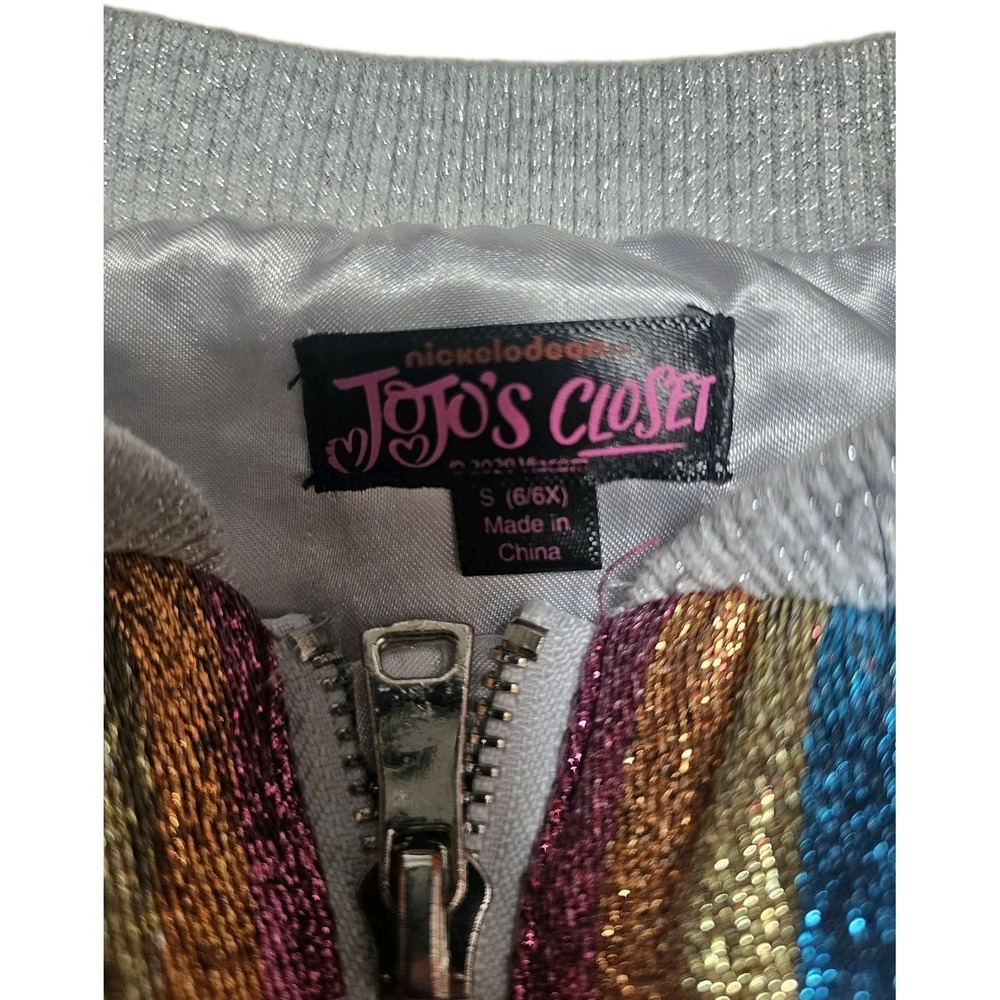 Nickelodeon‎ Jojo's Closet  Silver Sequined Multi Color Jacket, Girls Small 6x - Picture 2 of 5